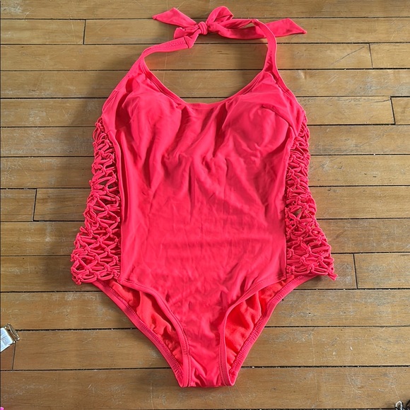 Xhilaration Other - NWT Xhilaration Pink One Piece Swimsuit with Crochet Detail